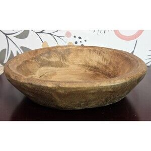 Antique Primitive Hand Carved Wooden Dough Kneading Parat Bowl